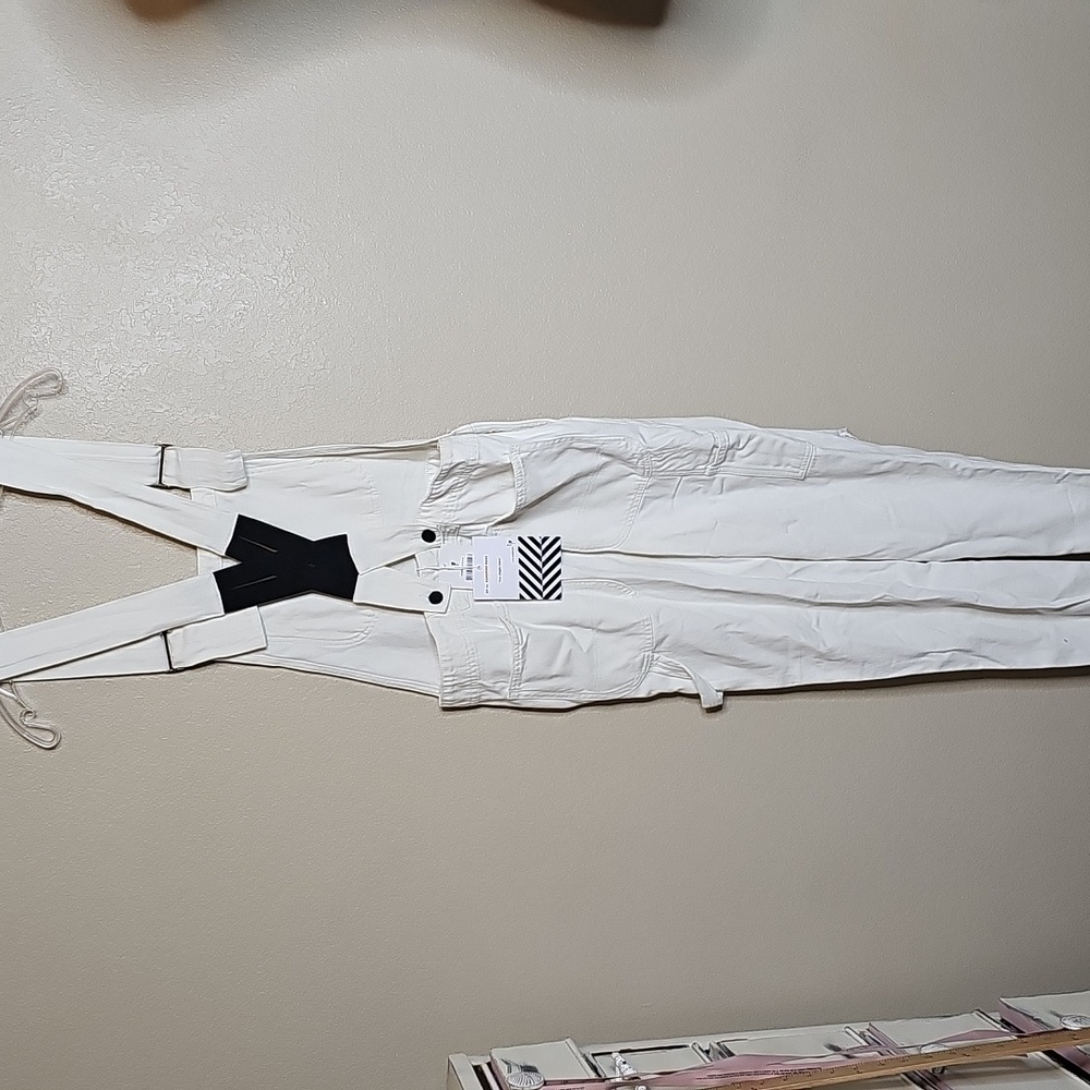 NWT Sandrine Rose Small Women's White Denim Overalls - Picture 8 of 10